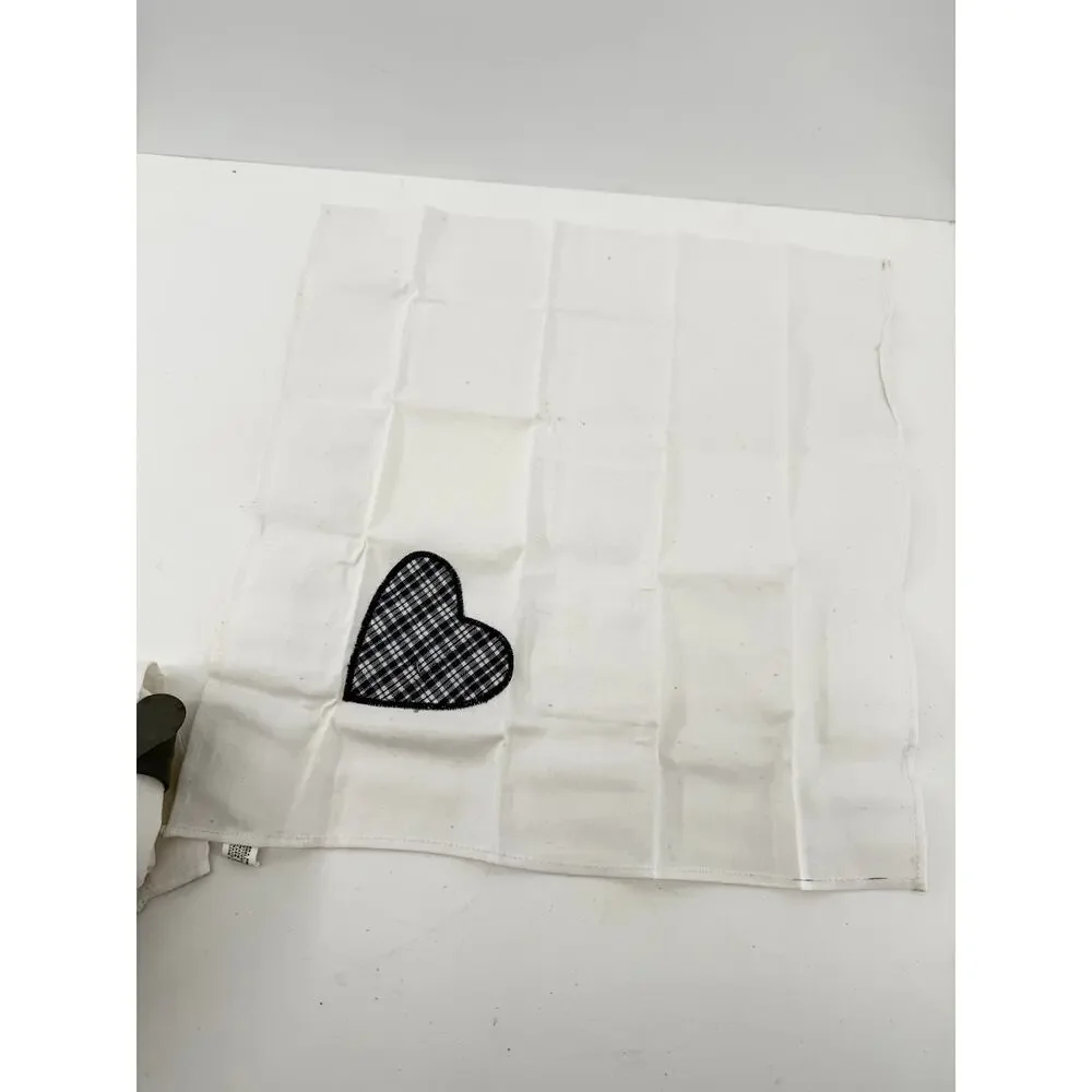 Heart Napkin Rings With Embroidered Heart Napkins Set Of 2 Farmhouse Country